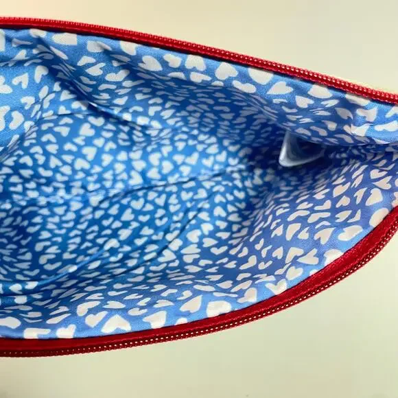 Brighton Pouch with Love From Me To You Blue White Bow Canvas Cosmetic Bag - Picture 5 of 8